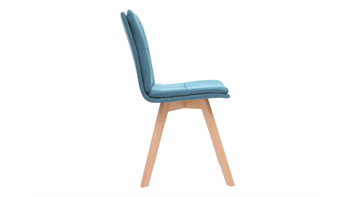 Chaises Scandinaves En Tissu Bleu Et Bois Clair Massif (lot De 2) THEA 6 Chaises Scandinaves En Tissu Bleu Et Bois Clair Massif (lot De 2) THEA – Image 4