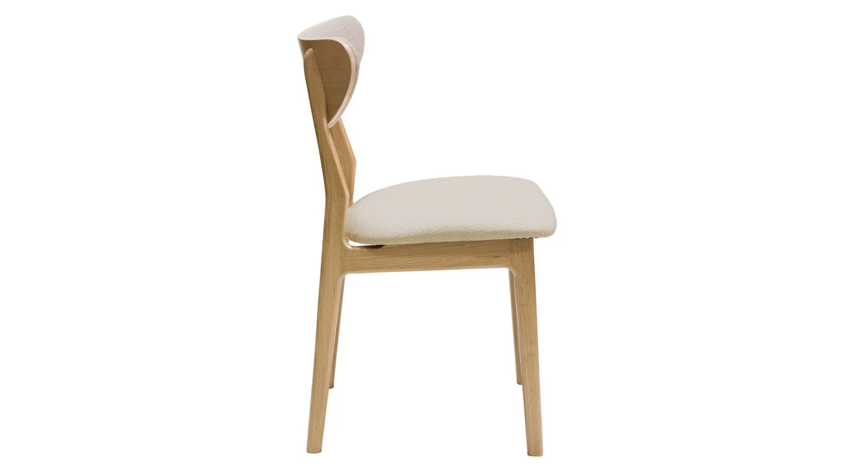 Chaises Scandinaves En Tissu Effet Laine Bouclée Beige Et Bois Clair Chêne Massif (lot De 2) MAYA 6 Chaises Scandinaves En Tissu Effet Laine Bouclée Beige Et Bois Clair Chêne Massif (lot De 2) MAYA – Image 4