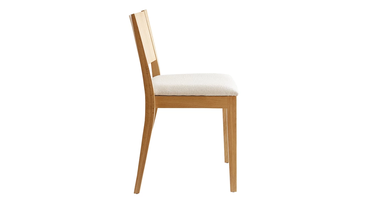 Chaises Scandinaves En Tissu Effet Laine Bouclée écru Et Bois Clair Chêne (lot De 2) MELVIL 6 Chaises Scandinaves En Tissu Effet Laine Bouclée écru Et Bois Clair Chêne (lot De 2) MELVIL – Image 4