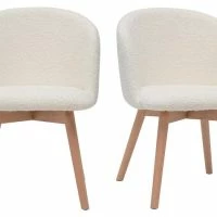 Chaises Scandinaves En Tissu Effet Laine Bouclée Et Bois Clair Massif (lot De 2) VANITY
