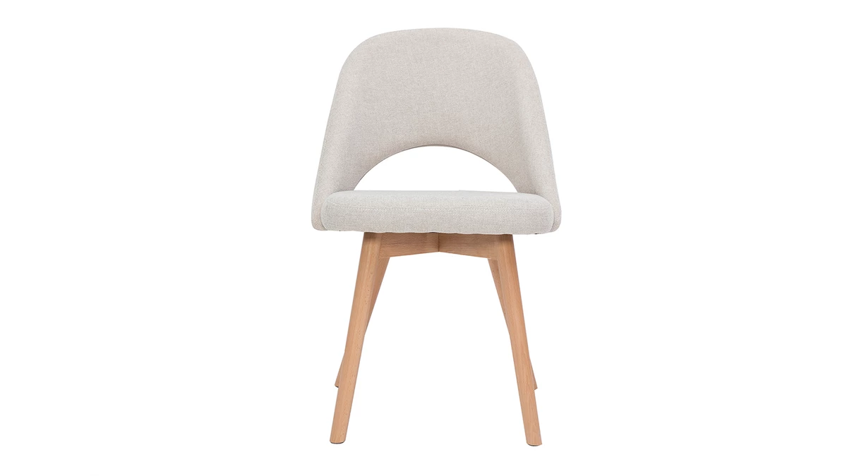 Chaises Scandinaves En Tissu Effet Velours Texturé Beige Et Bois Clair Massif (lot De 2) COSETTE 4 Chaises Scandinaves En Tissu Effet Velours Texturé Beige Et Bois Clair Massif (lot De 2) COSETTE – Image 2