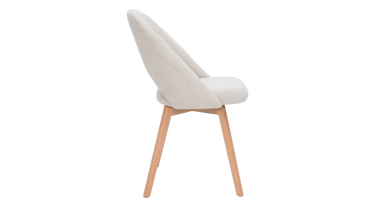 Chaises Scandinaves En Tissu Effet Velours Texturé Beige Et Bois Clair Massif (lot De 2) COSETTE 6 Chaises Scandinaves En Tissu Effet Velours Texturé Beige Et Bois Clair Massif (lot De 2) COSETTE – Image 4