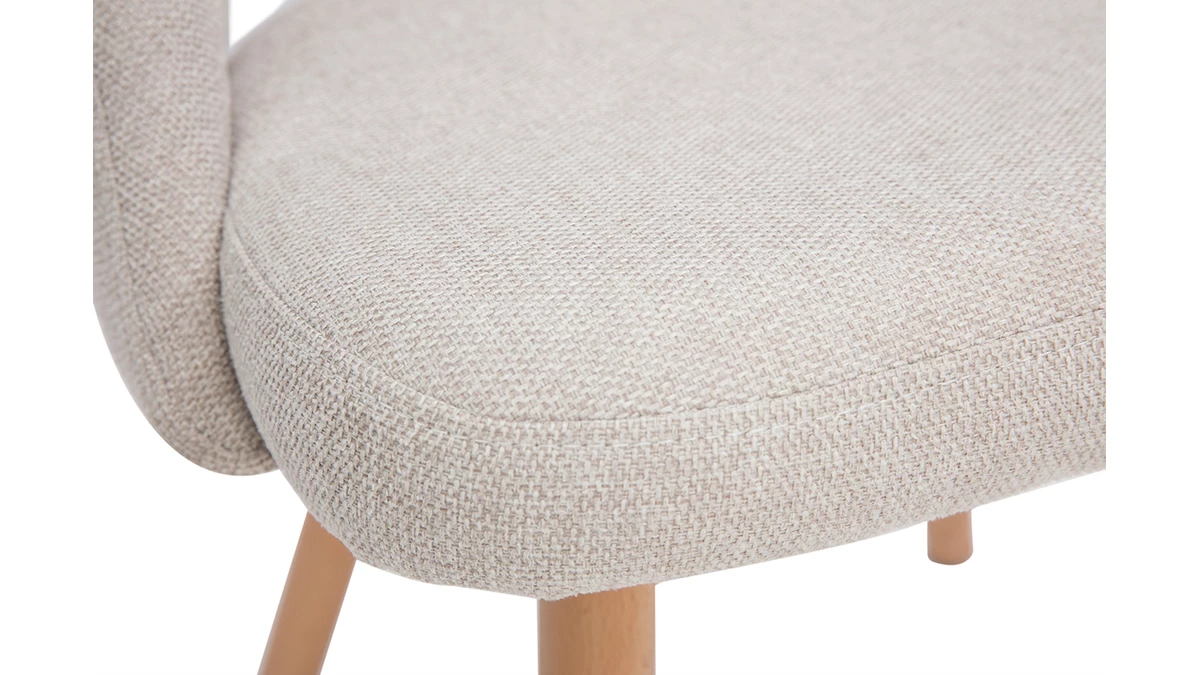 Chaises Scandinaves En Tissu Effet Velours Texturé Beige Et Bois Clair Massif (lot De 2) COSETTE 8 Chaises Scandinaves En Tissu Effet Velours Texturé Beige Et Bois Clair Massif (lot De 2) COSETTE – Image 6
