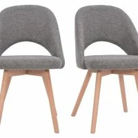 Chaises Scandinaves En Tissu Effet Velours Texturé Gris Et Bois Clair Massif (lot De 2) COSETTE