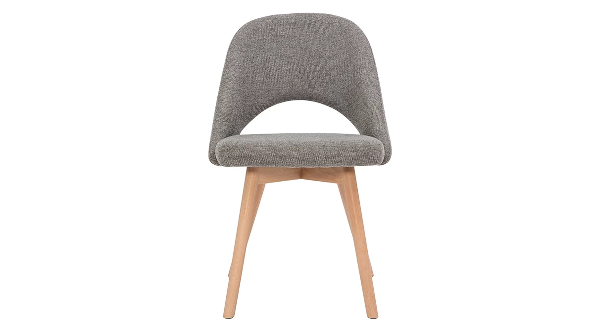 Chaises Scandinaves En Tissu Effet Velours Texturé Gris Et Bois Clair Massif (lot De 2) COSETTE 4 Chaises Scandinaves En Tissu Effet Velours Texturé Gris Et Bois Clair Massif (lot De 2) COSETTE – Image 2