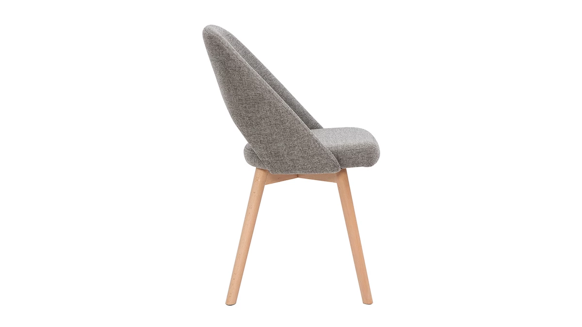 Chaises Scandinaves En Tissu Effet Velours Texturé Gris Et Bois Clair Massif (lot De 2) COSETTE 6 Chaises Scandinaves En Tissu Effet Velours Texturé Gris Et Bois Clair Massif (lot De 2) COSETTE – Image 4