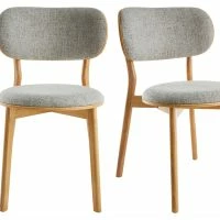 Chaises Scandinaves En Tissu Gris Clair Et Bois Clair Massif (lot De 2) FAUVETTE