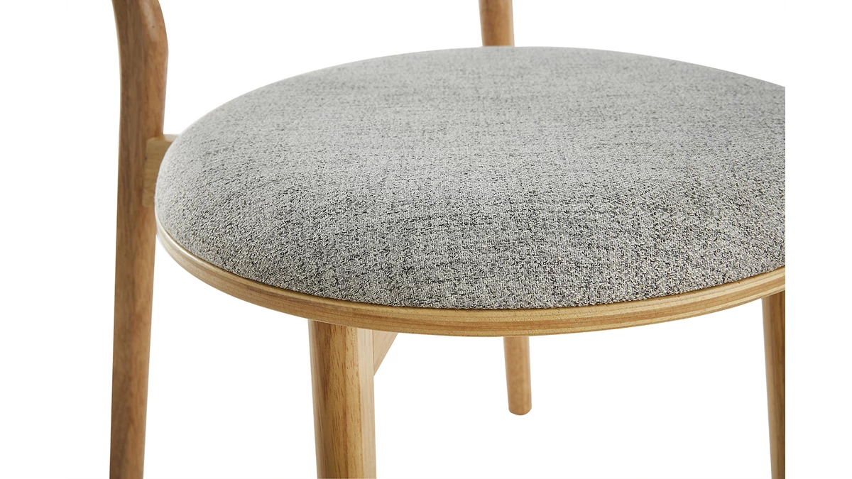 Chaises Scandinaves En Tissu Gris Clair Et Bois Clair Massif (lot De 2) FAUVETTE 8 Chaises Scandinaves En Tissu Gris Clair Et Bois Clair Massif (lot De 2) FAUVETTE – Image 6