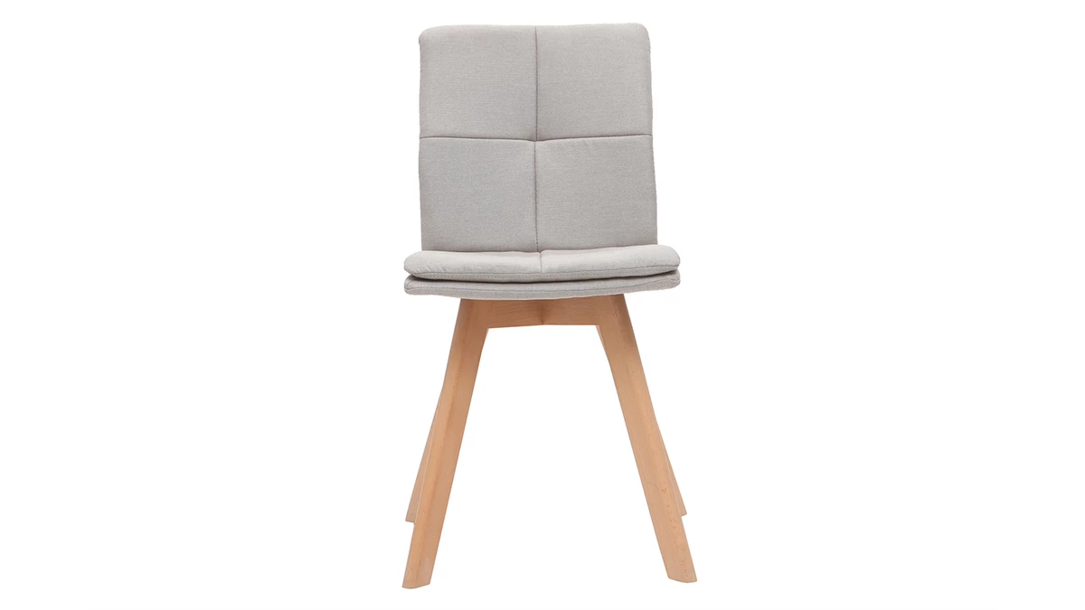 Chaises Scandinaves En Tissu Naturel Et Bois Clair Massif (lot De 2) THEA 4 Chaises Scandinaves En Tissu Naturel Et Bois Clair Massif (lot De 2) THEA – Image 2