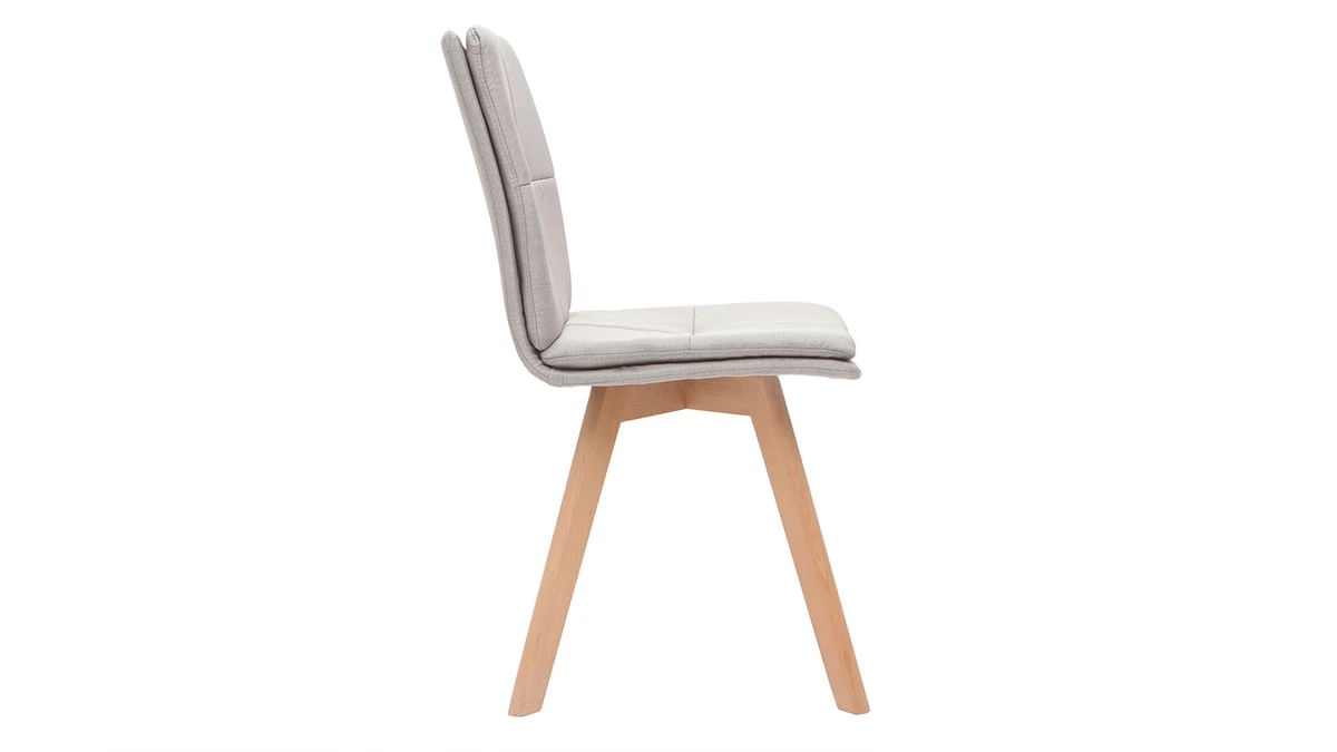 Chaises Scandinaves En Tissu Naturel Et Bois Clair Massif (lot De 2) THEA 6 Chaises Scandinaves En Tissu Naturel Et Bois Clair Massif (lot De 2) THEA – Image 4