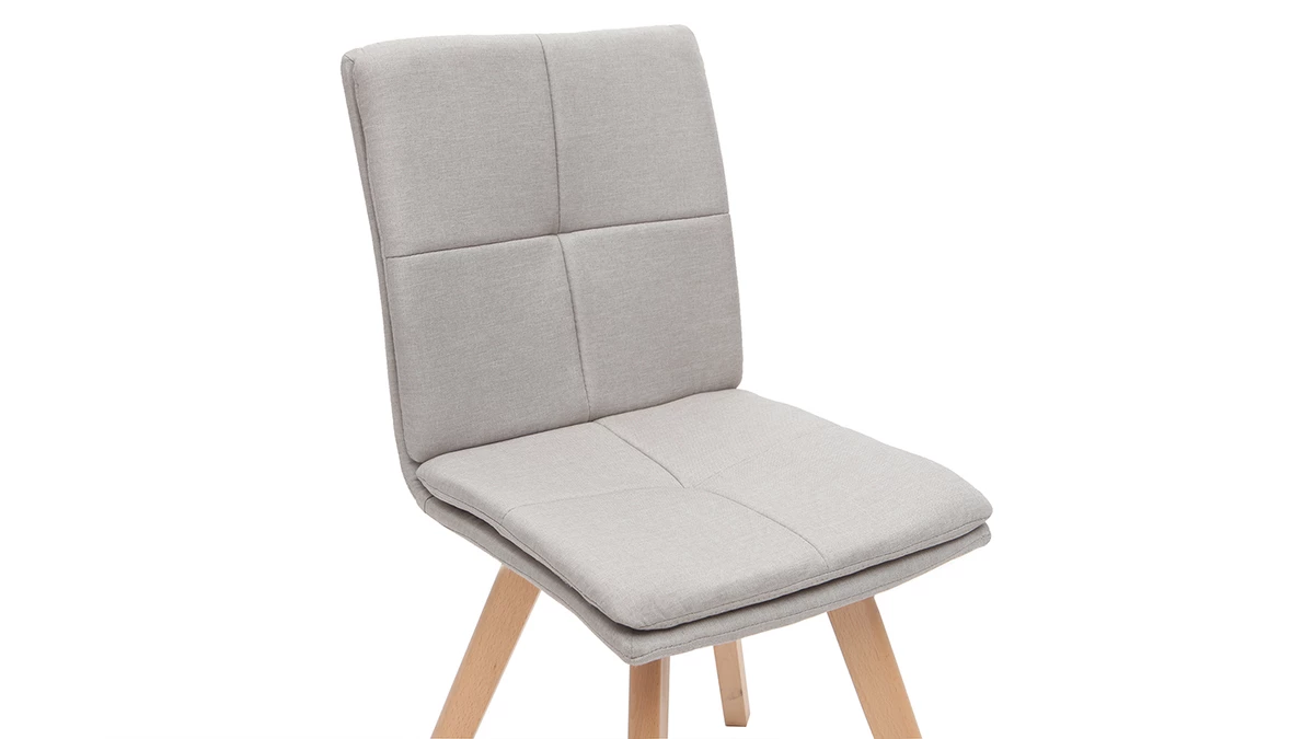 Chaises Scandinaves En Tissu Naturel Et Bois Clair Massif (lot De 2) THEA 8 Chaises Scandinaves En Tissu Naturel Et Bois Clair Massif (lot De 2) THEA – Image 6