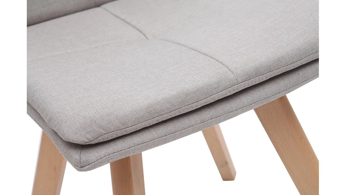 Chaises Scandinaves En Tissu Naturel Et Bois Clair Massif (lot De 2) THEA 9 Chaises Scandinaves En Tissu Naturel Et Bois Clair Massif (lot De 2) THEA – Image 7