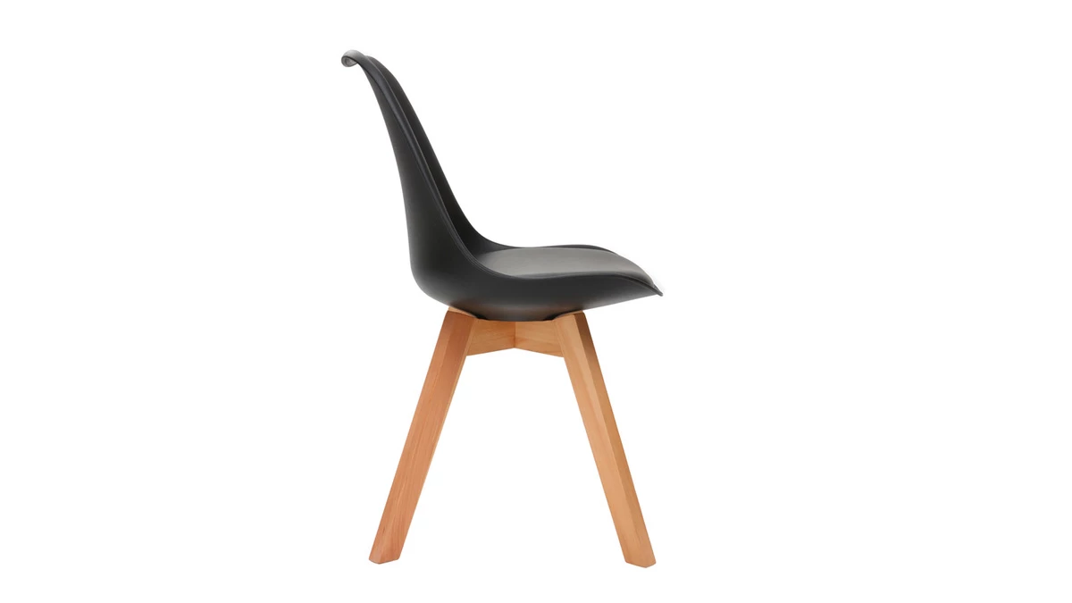Chaises Scandinaves Noir Et Bois Clair (lot De 4) PAULINE 6 Chaises Scandinaves Noir Et Bois Clair (lot De 4) PAULINE – Image 4
