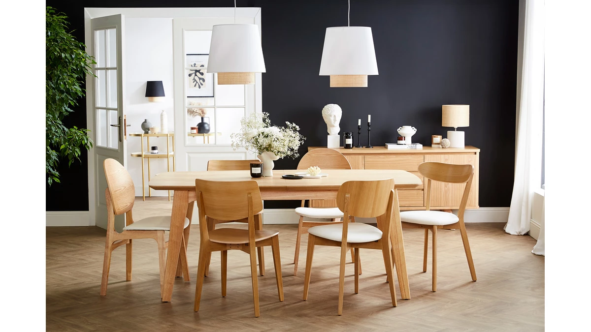 Chaises Scandinaves Noyer Et Polyuréthane Noir (lot De 2) ELTON 9 Chaises Scandinaves Noyer Et Polyuréthane Noir (lot De 2) ELTON – Image 7