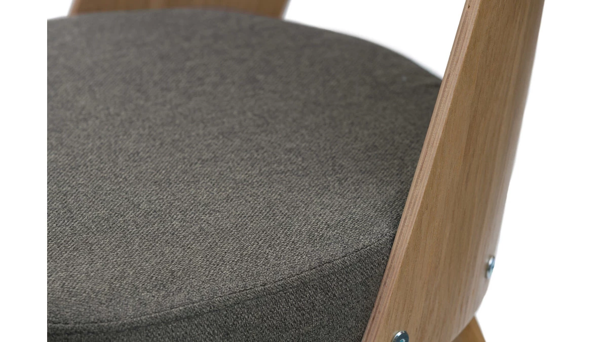 Chaises Vintage Bois Clair Chêne Et Assises En Tissu Marron (lot De 2) EDITO 8 Chaises Vintage Bois Clair Chêne Et Assises En Tissu Marron (lot De 2) EDITO – Image 6