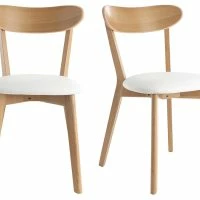 Chaises Vintage Bois Clair Chêne Et Blanc (lot De 2) DOVE