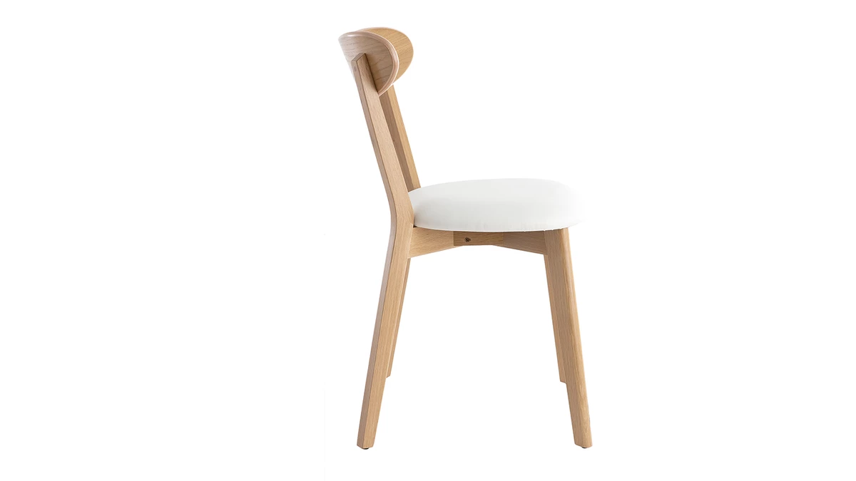 Chaises Vintage Bois Clair Chêne Et Blanc (lot De 2) DOVE 6 Chaises Vintage Bois Clair Chêne Et Blanc (lot De 2) DOVE – Image 4