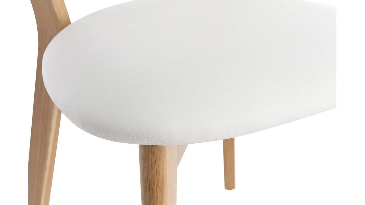 Chaises Vintage Bois Clair Chêne Et Blanc (lot De 2) DOVE 8 Chaises Vintage Bois Clair Chêne Et Blanc (lot De 2) DOVE – Image 6