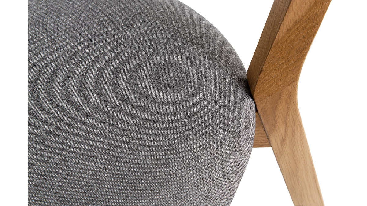 Chaises Vintage Bois Clair Chêne Et Tissu Gris (lot De 2) DOVE 8 Chaises Vintage Bois Clair Chêne Et Tissu Gris (lot De 2) DOVE – Image 6
