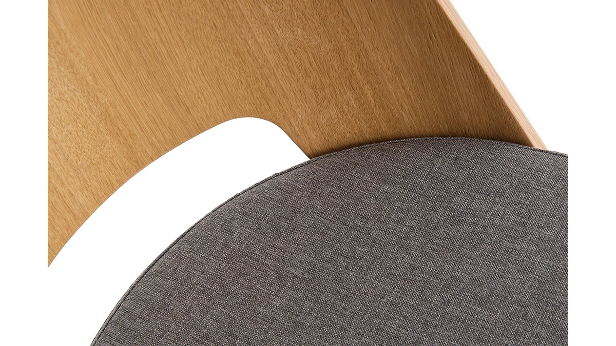 Chaises Vintage Bois Clair Chêne Et Tissu Gris (lot De 2) EDITO 8 Chaises Vintage Bois Clair Chêne Et Tissu Gris (lot De 2) EDITO – Image 6