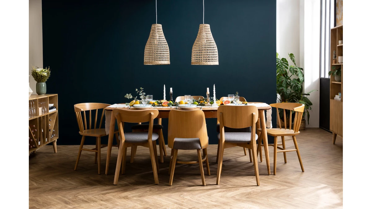 Chaises Vintage Bois Clair Chêne Et Tissu Gris (lot De 2) EDITO 9 Chaises Vintage Bois Clair Chêne Et Tissu Gris (lot De 2) EDITO – Image 7