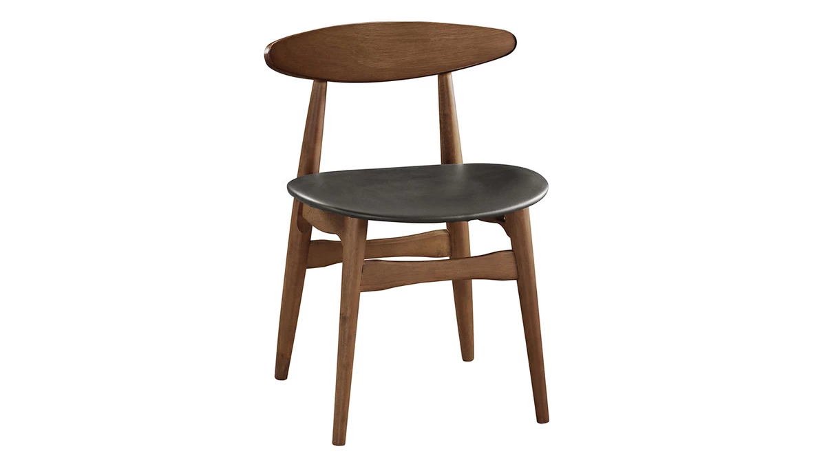 Chaises Vintage Bois Foncé Et Noir (lot De 2) WALFORD 5 Chaises Vintage Bois Foncé Et Noir (lot De 2) WALFORD – Image 3