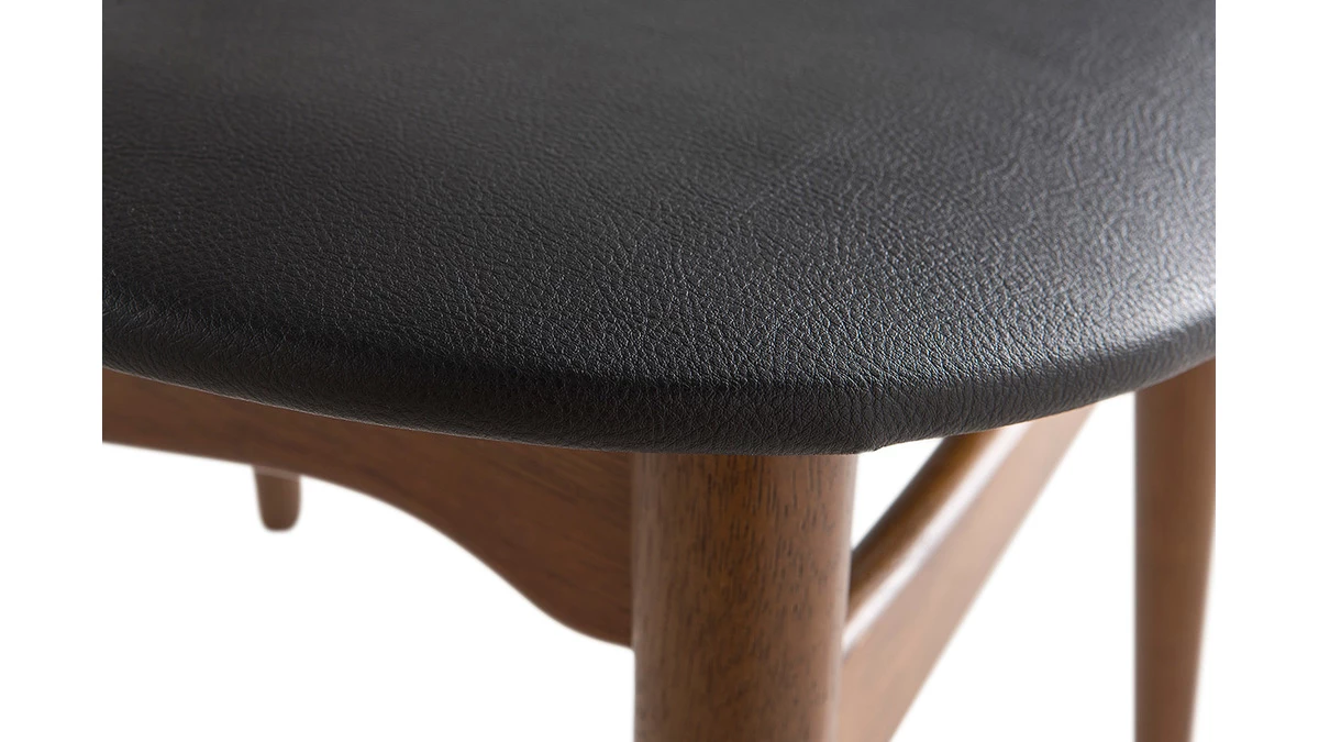 Chaises Vintage Bois Foncé Et Noir (lot De 2) WALFORD 8 Chaises Vintage Bois Foncé Et Noir (lot De 2) WALFORD – Image 6