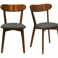 Chaises Vintage Bois Foncé Et Tissu Gris Foncé (lot De 2) DOVE