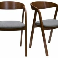 Chaises Vintage Bois Massif Teinté Noyer Et Tissu Gris (lot De 2) LOVA