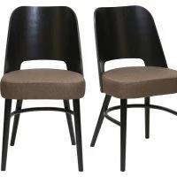 Chaises Vintage Bois Noir Et Tissu Marron (lot De 2) EDITO