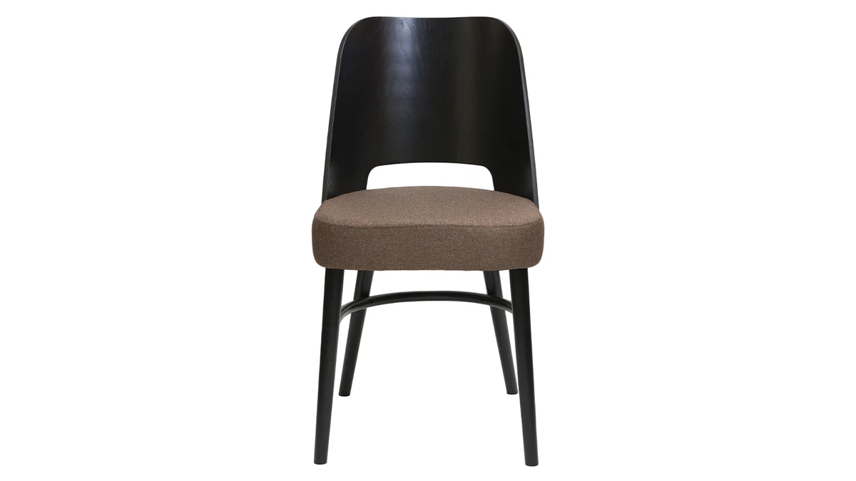 Chaises Vintage Bois Noir Et Tissu Marron (lot De 2) EDITO 4 Chaises Vintage Bois Noir Et Tissu Marron (lot De 2) EDITO – Image 2