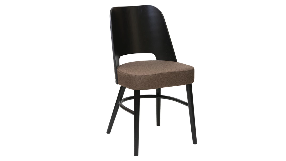 Chaises Vintage Bois Noir Et Tissu Marron (lot De 2) EDITO 5 Chaises Vintage Bois Noir Et Tissu Marron (lot De 2) EDITO – Image 3