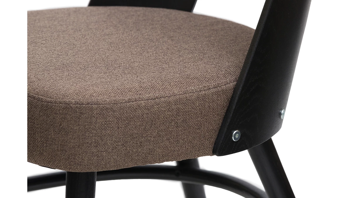 Chaises Vintage Bois Noir Et Tissu Marron (lot De 2) EDITO 8 Chaises Vintage Bois Noir Et Tissu Marron (lot De 2) EDITO – Image 6