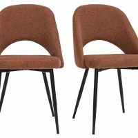 Chaises Vintage En Tissu Effet Velours Texturé Terre Brûlée Et Métal Noir (lot De 2) COSETTE