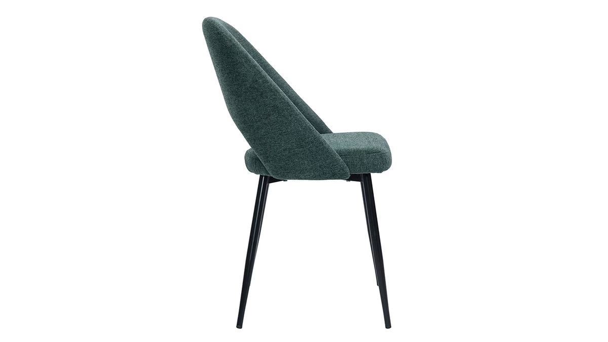 Chaises Vintage En Tissu Effet Velours Texturé Vert Et Métal Noir (lot De 2) COSETTE 6 Chaises Vintage En Tissu Effet Velours Texturé Vert Et Métal Noir (lot De 2) COSETTE – Image 4