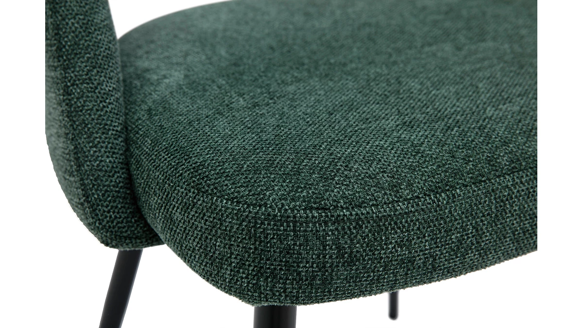 Chaises Vintage En Tissu Effet Velours Texturé Vert Et Métal Noir (lot De 2) COSETTE 8 Chaises Vintage En Tissu Effet Velours Texturé Vert Et Métal Noir (lot De 2) COSETTE – Image 6