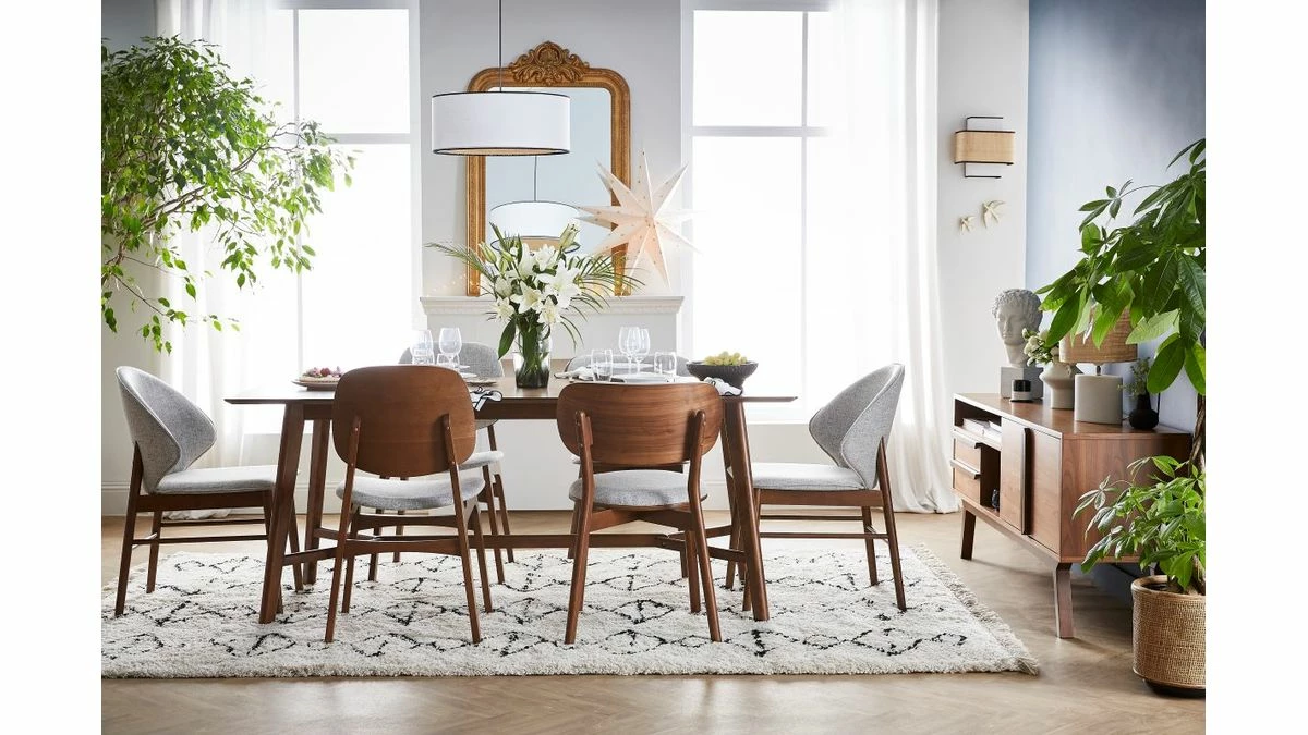 Chaises Vintage En Tissu Gris Clair Et Bois Foncé (lot De 2) SPIKE 9 Chaises Vintage En Tissu Gris Clair Et Bois Foncé (lot De 2) SPIKE – Image 7