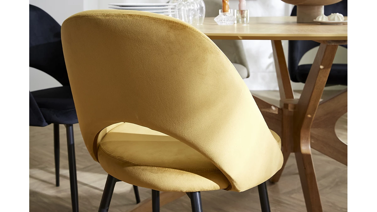 Chaises Vintage En Tissu Velours Bronze Et Métal Noir (lot De 2) COSETTE 9 Chaises Vintage En Tissu Velours Bronze Et Métal Noir (lot De 2) COSETTE – Image 7