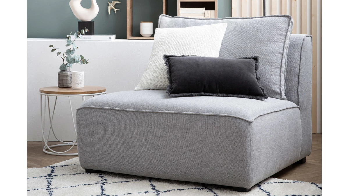 Chauffeuse 1 Place Design En Tissu Gris Clair PLURIEL 9 Chauffeuse 1 Place Design En Tissu Gris Clair PLURIEL – Image 7