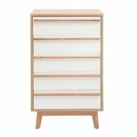Commode Chiffonnier - Semainier Scandinave 5 Tiroirs L60 Cm HELIA