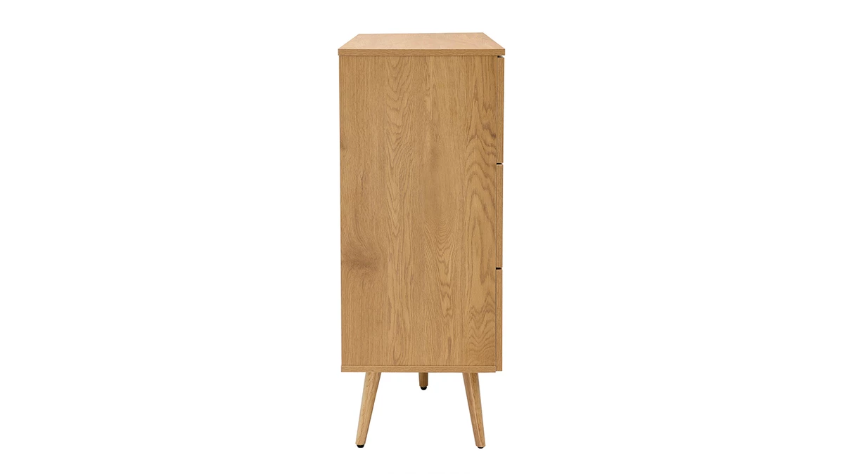 Commode En Bois Clair, Cannage De Rotin Et Métal Noir 3 Tiroirs L100 Cm MANILLE 5 Commode En Bois Clair, Cannage De Rotin Et Métal Noir 3 Tiroirs L100 Cm MANILLE – Image 3