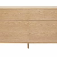 Commode En Bois Clair Chêne 6 Tiroirs L120 Cm FREDDY