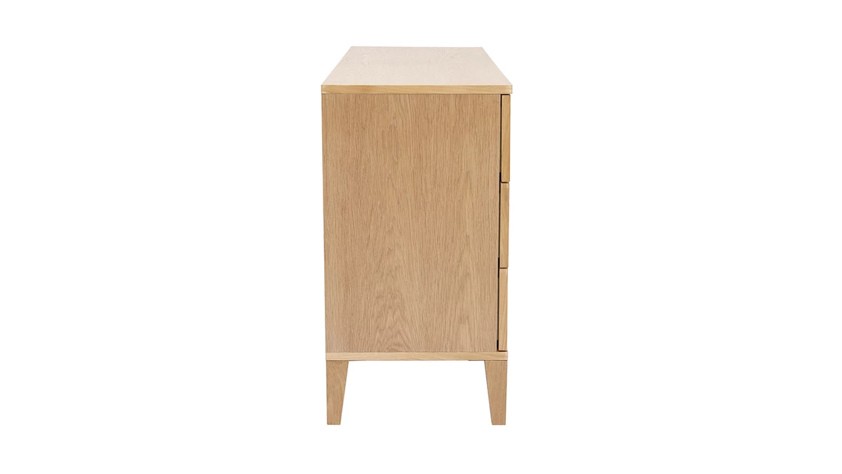 Commode En Bois Clair Chêne 6 Tiroirs L120 Cm FREDDY 5 Commode En Bois Clair Chêne 6 Tiroirs L120 Cm FREDDY – Image 3