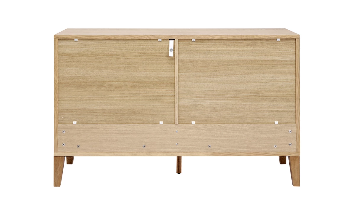 Commode En Bois Clair Chêne 6 Tiroirs L120 Cm FREDDY 6 Commode En Bois Clair Chêne 6 Tiroirs L120 Cm FREDDY – Image 4