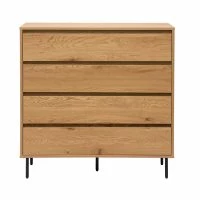 Commode Finition Bois Clair Chêne 4 Tiroirs L100 Cm ARAGON