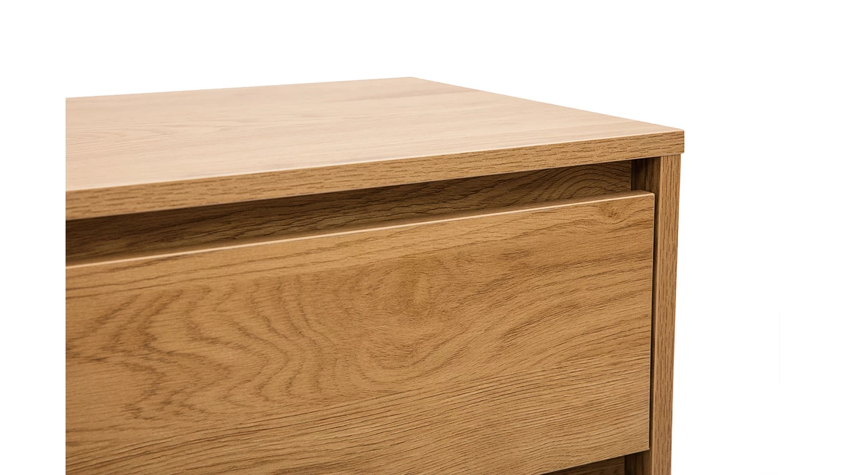 Commode Finition Bois Clair Chêne 4 Tiroirs L100 Cm ARAGON 8 Commode Finition Bois Clair Chêne 4 Tiroirs L100 Cm ARAGON – Image 6