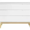 Commode Scandinave 3 Tiroirs Blanc Et Bois L90 Cm FELIX