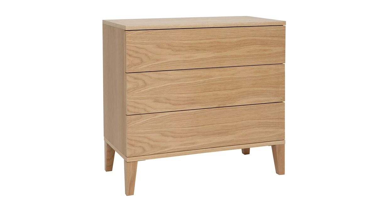 Commode Scandinave En Bois Clair Chêne 3 Tiroirs L80 Cm FREDDY 4 Commode Scandinave En Bois Clair Chêne 3 Tiroirs L80 Cm FREDDY – Image 2