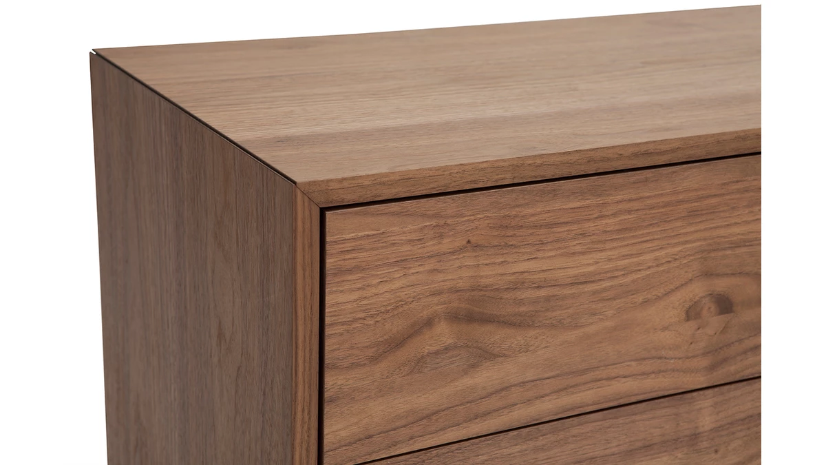 Commode Vintage Bois Foncé Noyer Et Métal Noir 6 Tiroirs L120 Cm MANNY 7 Commode Vintage Bois Foncé Noyer Et Métal Noir 6 Tiroirs L120 Cm MANNY – Image 5