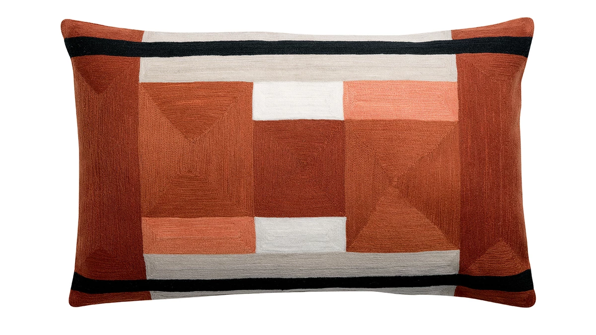 Coussin à Motifs Brodé Rouge 40 X 65 Cm KUBY 3 Coussin à Motifs Brodé Rouge 40 X 65 Cm KUBY